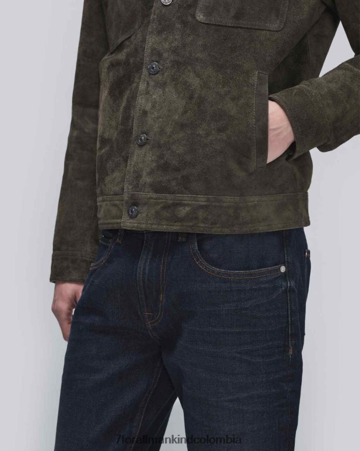 vestir 7 for All Mankind Moderna chaqueta estilo camionero de ante en color bosque JBNRD821