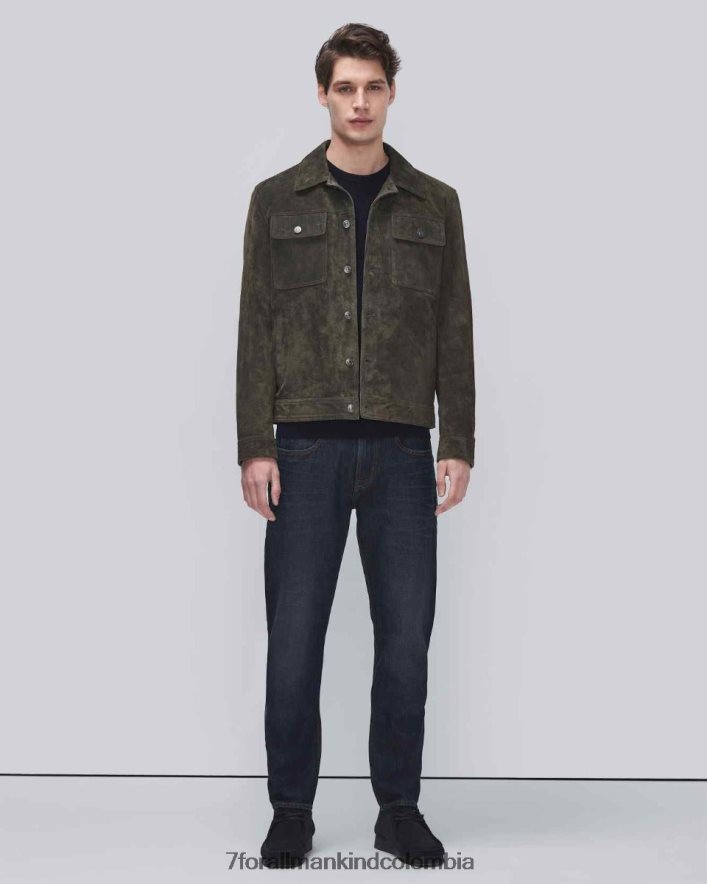 vestir 7 for All Mankind Moderna chaqueta estilo camionero de ante en color bosque JBNRD821
