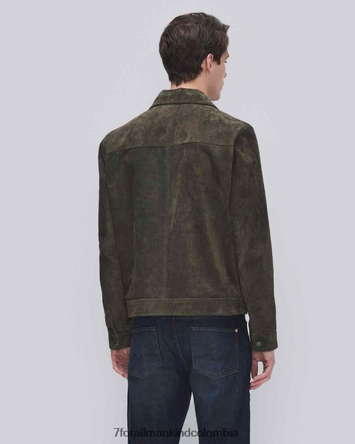 vestir 7 for All Mankind Moderna chaqueta estilo camionero de ante en color bosque JBNRD821
