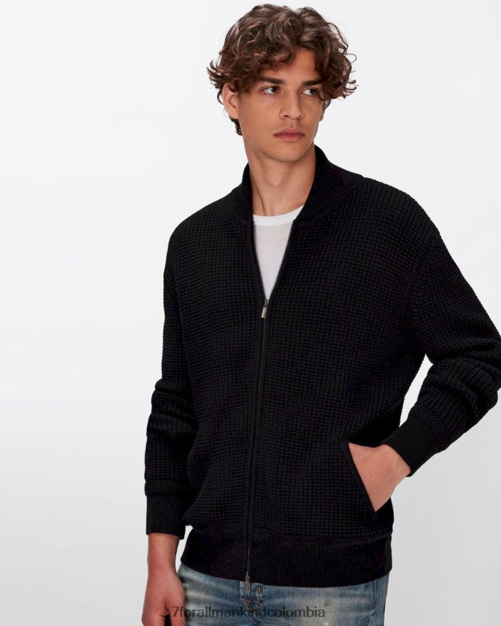 vestir 7 for All Mankind chaqueta bomber de lana en negro JBNRD820