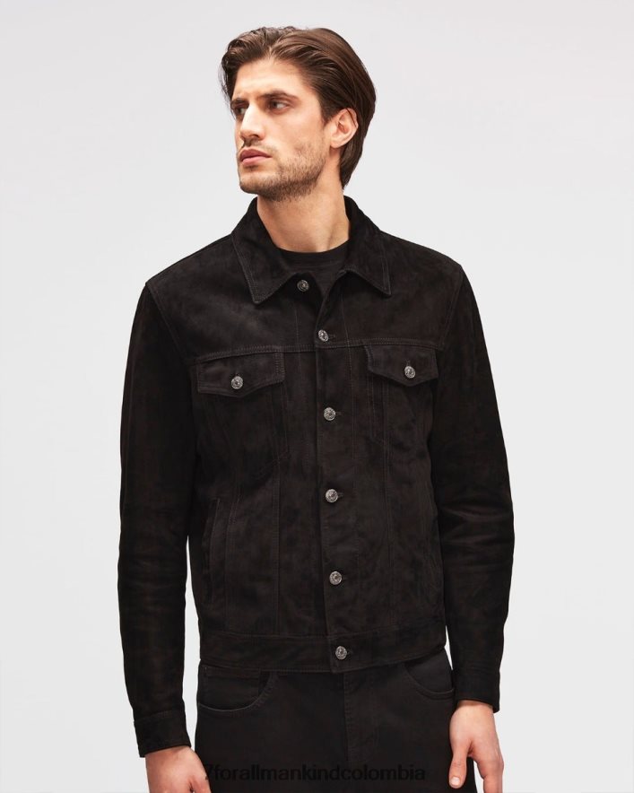 vestir 7 for All Mankind chaqueta estilo camionero de ante en negro JBNRD824