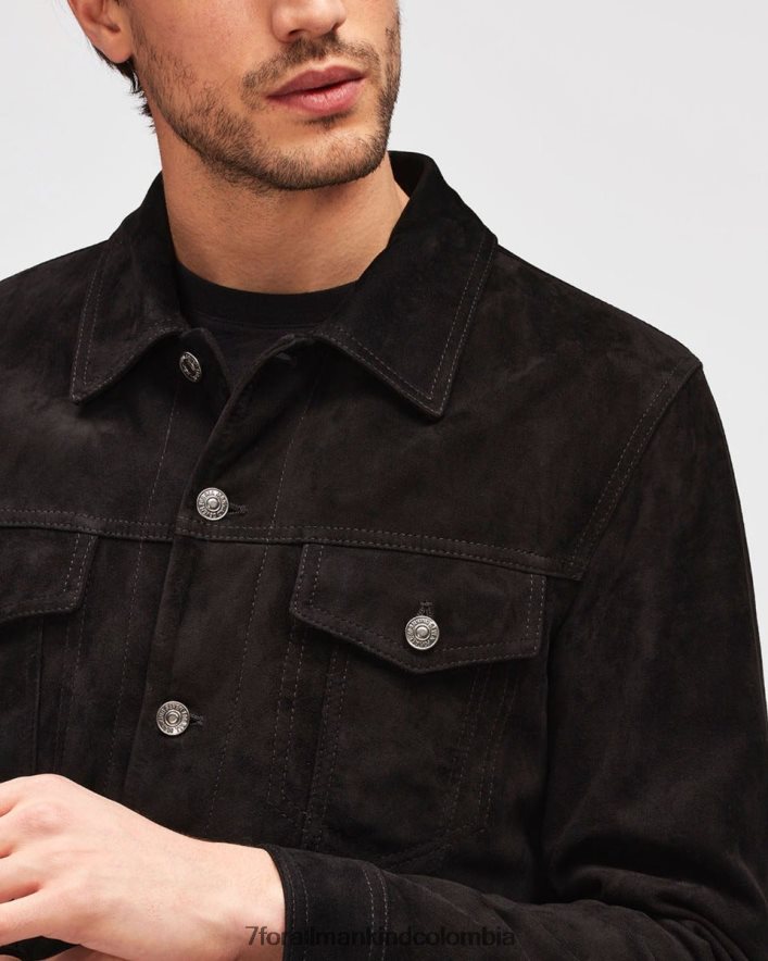 vestir 7 for All Mankind chaqueta estilo camionero de ante en negro JBNRD824