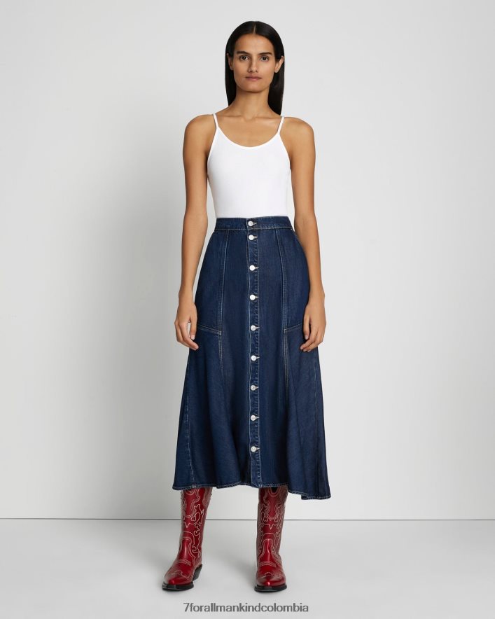 vestir 7 for All Mankind Falda midi de denim brillante en Curioso JBNRD247