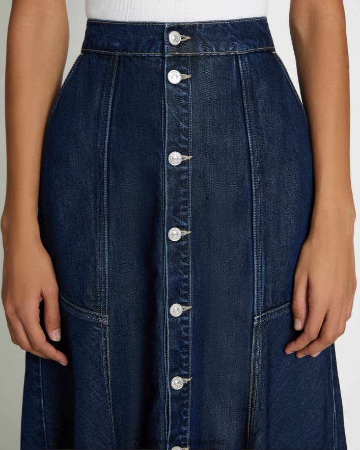 vestir 7 for All Mankind Falda midi de denim brillante en Curioso JBNRD247