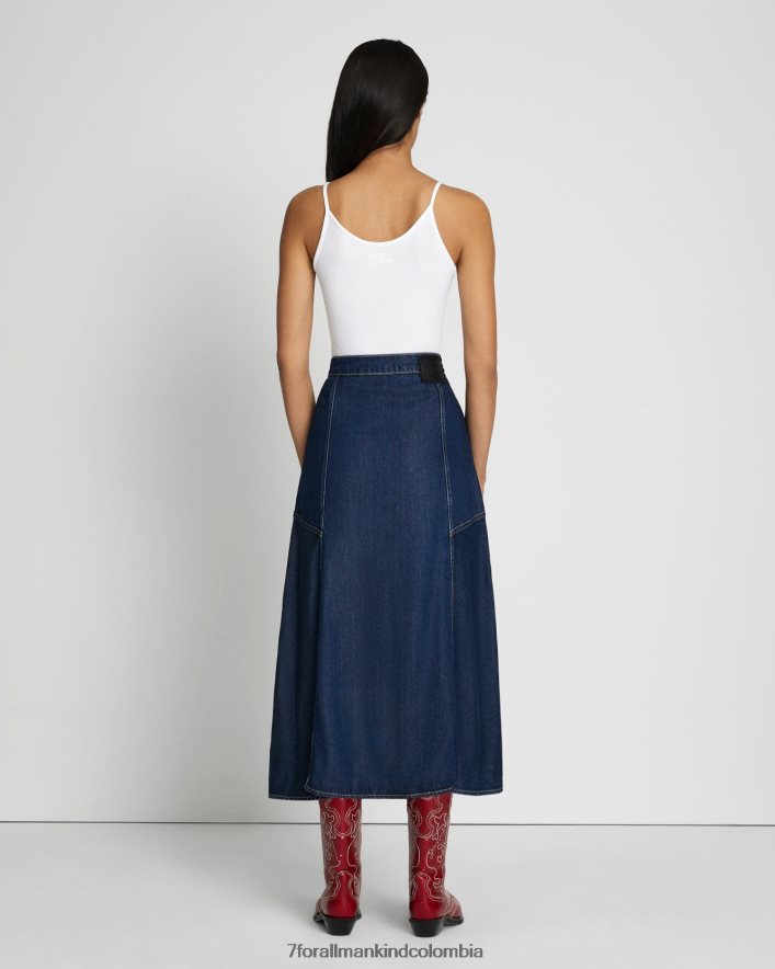 vestir 7 for All Mankind Falda midi de denim brillante en Curioso JBNRD247