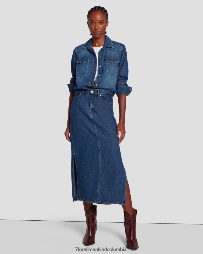 vestir 7 for All Mankind falda midi vaquera en bluenote JBNRD30