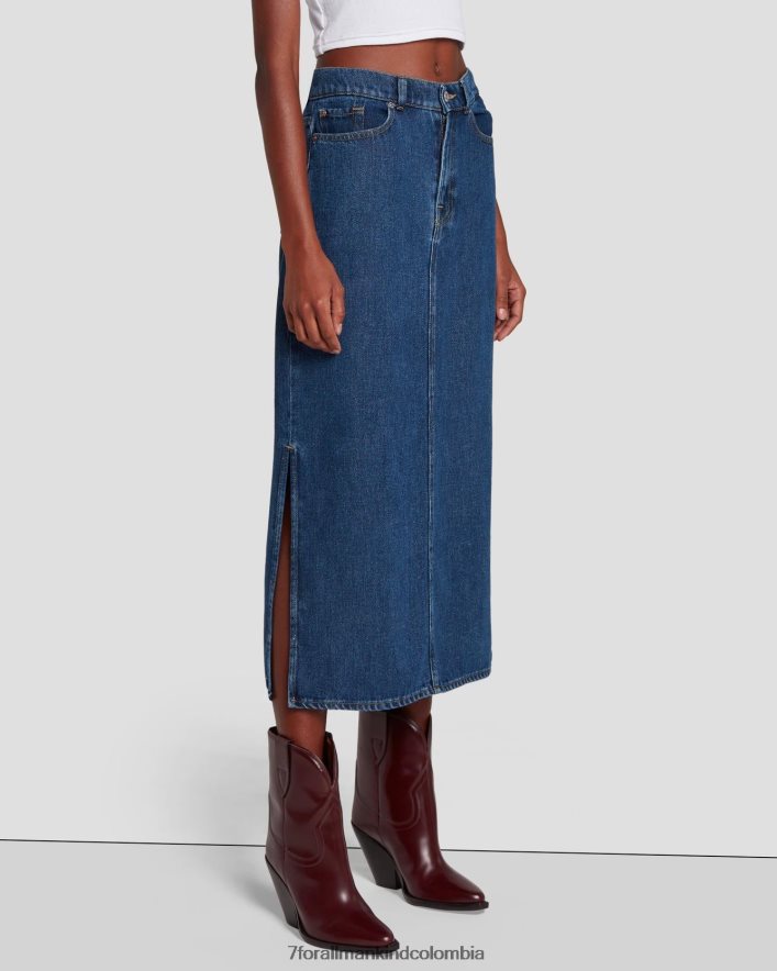 vestir 7 for All Mankind falda midi vaquera en bluenote JBNRD30