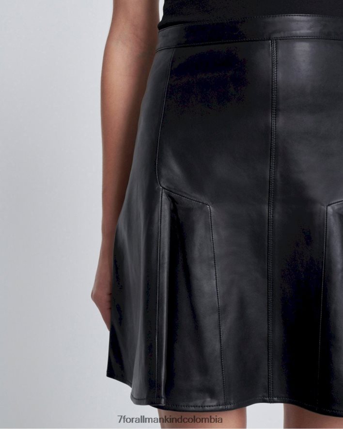 vestir 7 for All Mankind falda skater de cuero en negro JBNRD435