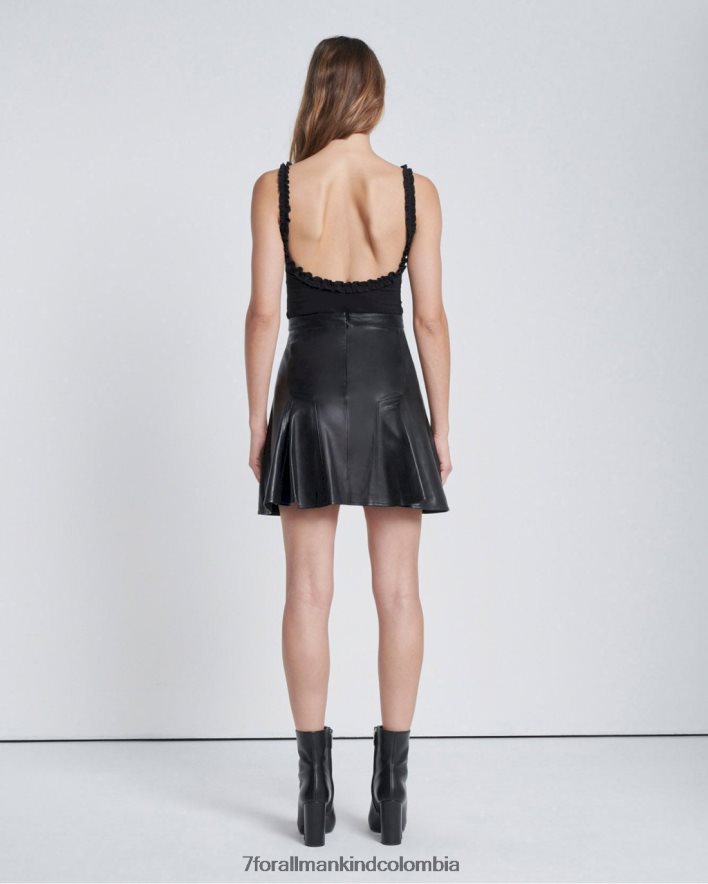 vestir 7 for All Mankind falda skater de cuero en negro JBNRD435