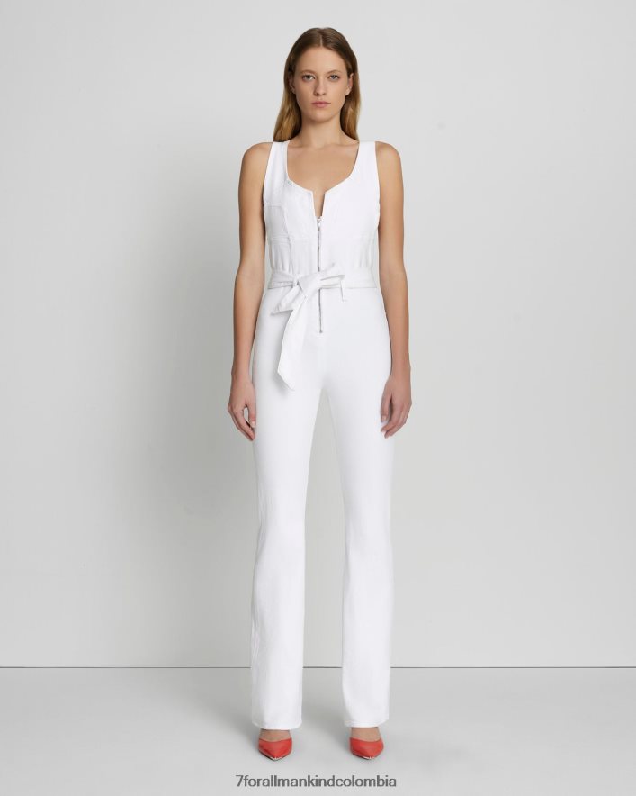 vestir 7 for All Mankind Mono acampanado con cremallera delantera en blanco brillante JBNRD111
