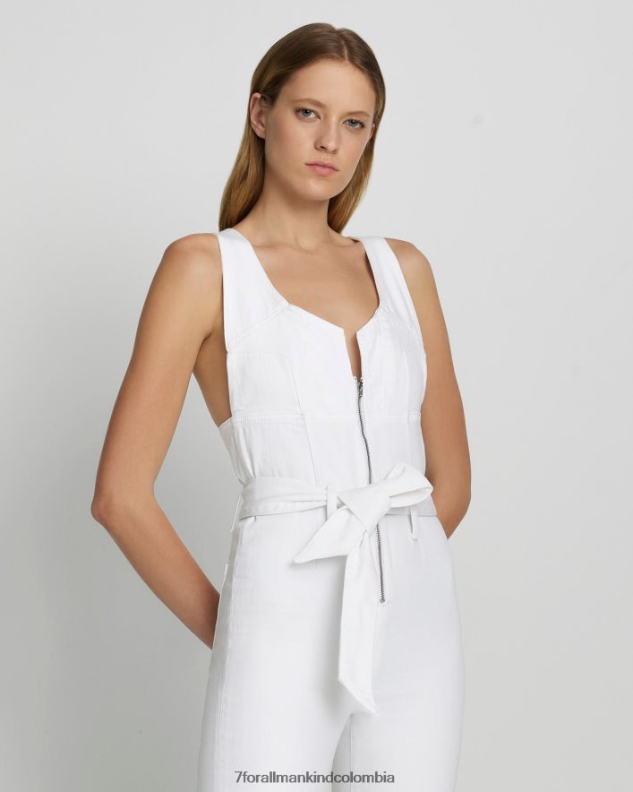 vestir 7 for All Mankind Mono acampanado con cremallera delantera en blanco brillante JBNRD111