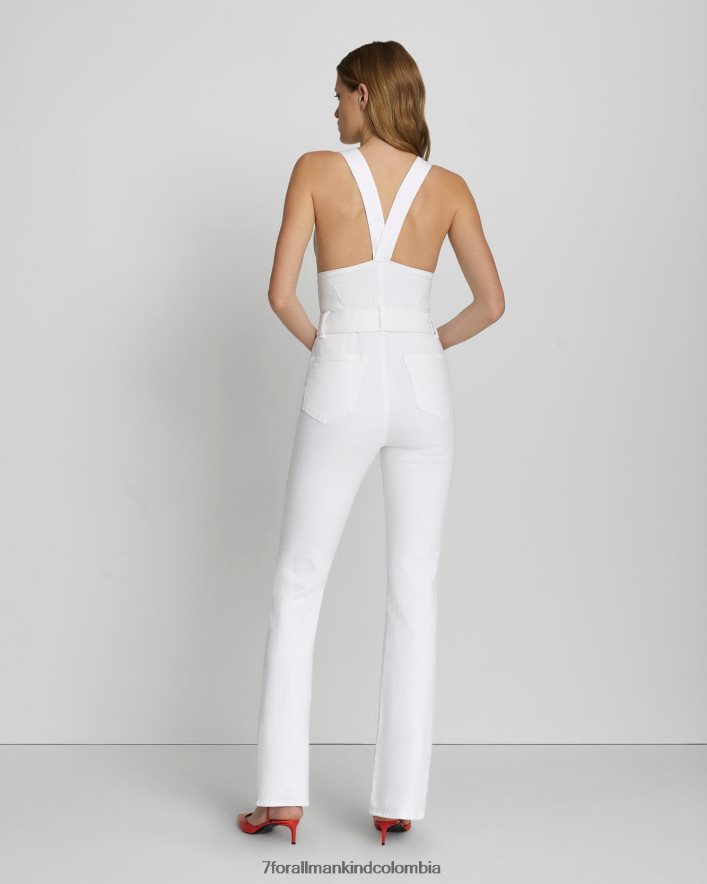 vestir 7 for All Mankind Mono acampanado con cremallera delantera en blanco brillante JBNRD111