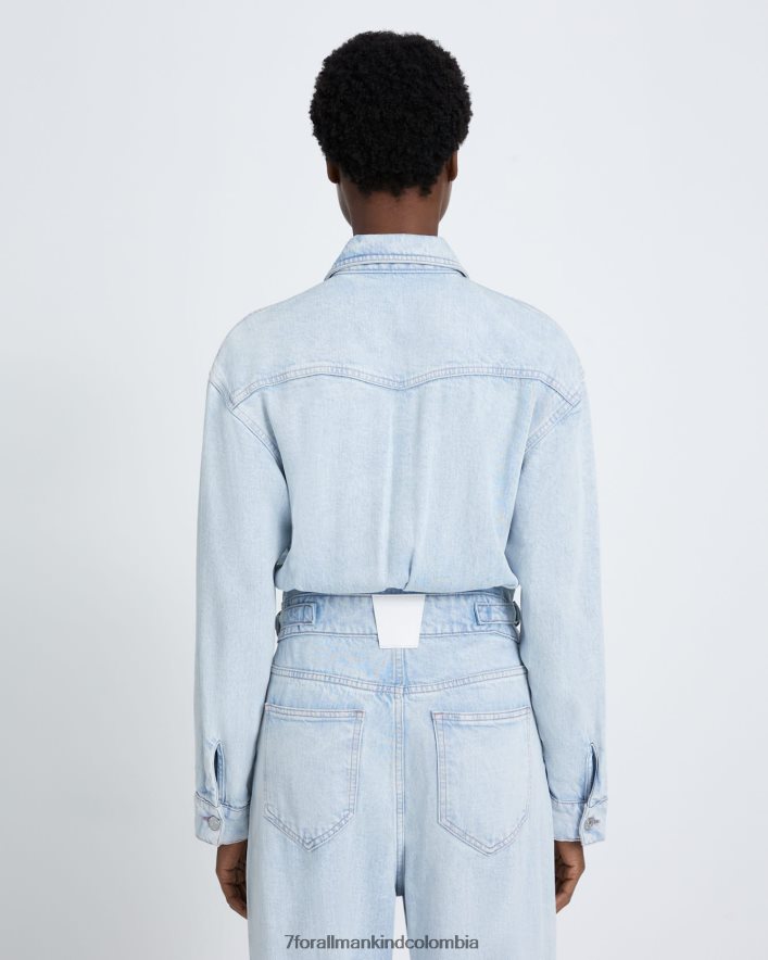 vestir 7 for All Mankind Mono largo de denim brillante con mangas abullonadas en Isadora JBNRD283