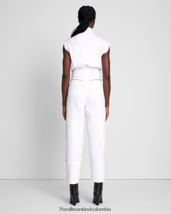 vestir 7 for All Mankind Mono largo de mezclilla brillante sin mangas con forma de globo en blanco brillante JBNRD260
