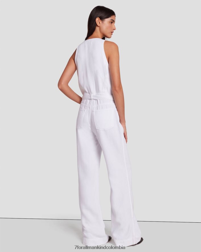 vestir 7 for All Mankind Mono largo de sastre de pernera ancha de denim brillante en blanco brillante JBNRD39