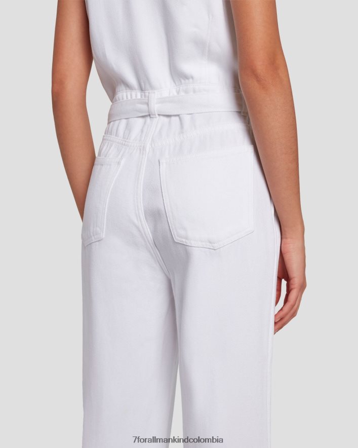 vestir 7 for All Mankind Mono largo de sastre de pernera ancha de denim brillante en blanco brillante JBNRD39