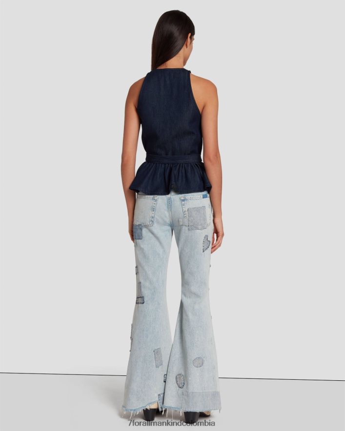 vestir 7 for All Mankind Chaleco de sastre denim brillante con acabado aclarado oscuro JBNRD5