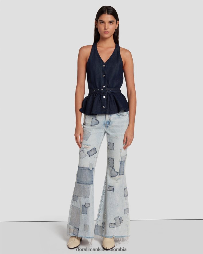 vestir 7 for All Mankind Chaleco de sastre denim brillante con acabado aclarado oscuro JBNRD5