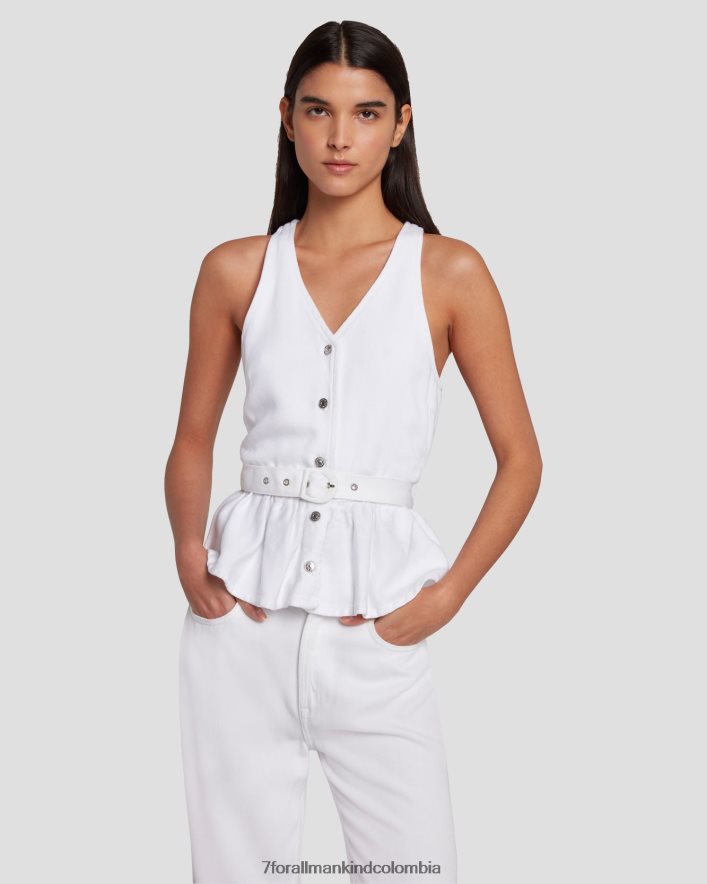 vestir 7 for All Mankind Chaleco sastre de denim brillante en blanco brillante JBNRD36