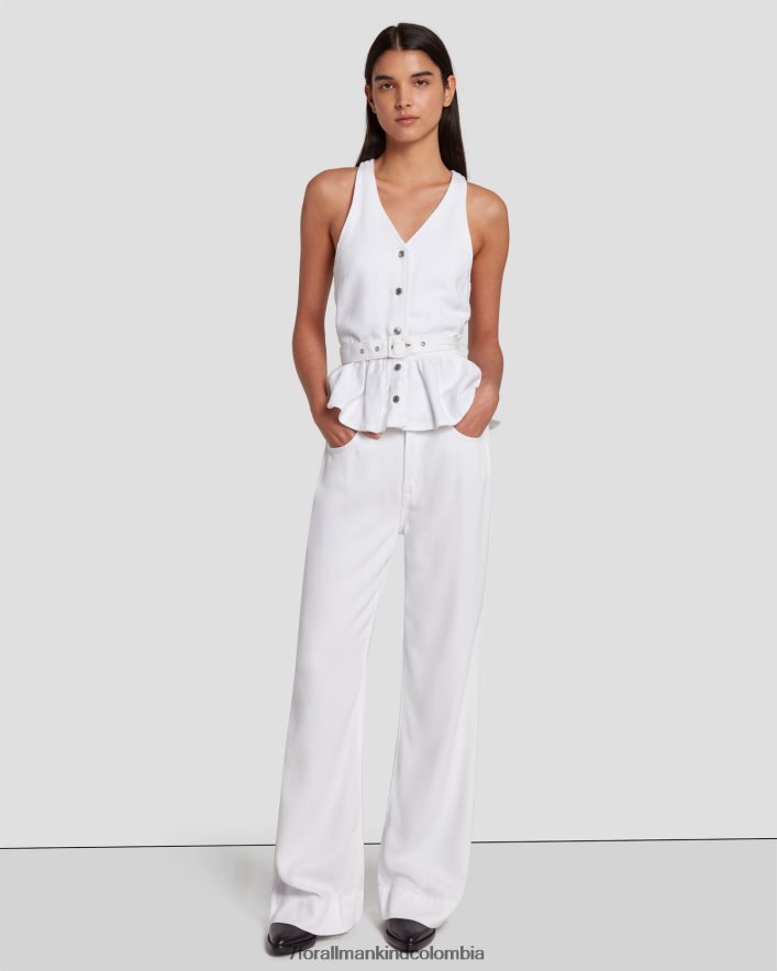 vestir 7 for All Mankind Chaleco sastre de denim brillante en blanco brillante JBNRD36
