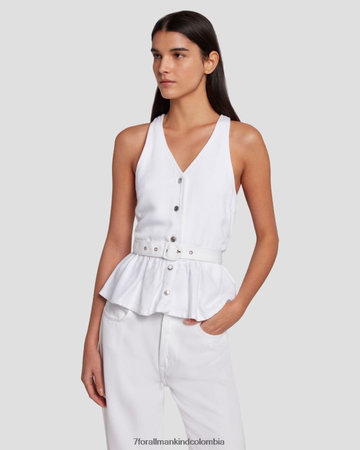 vestir 7 for All Mankind Chaleco sastre de denim brillante en blanco brillante JBNRD36