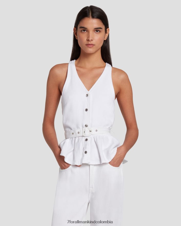 vestir 7 for All Mankind Chaleco sastre de denim brillante en blanco brillante JBNRD36