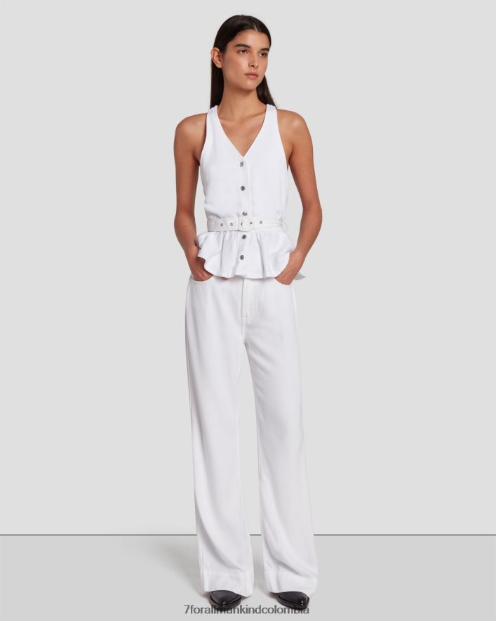 vestir 7 for All Mankind Chaleco sastre de denim brillante en blanco brillante JBNRD36