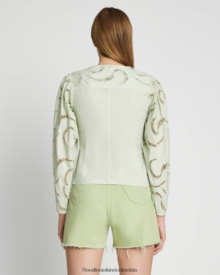 vestir 7 for All Mankind Top con ojales y manga globo en espuma de mar JBNRD404