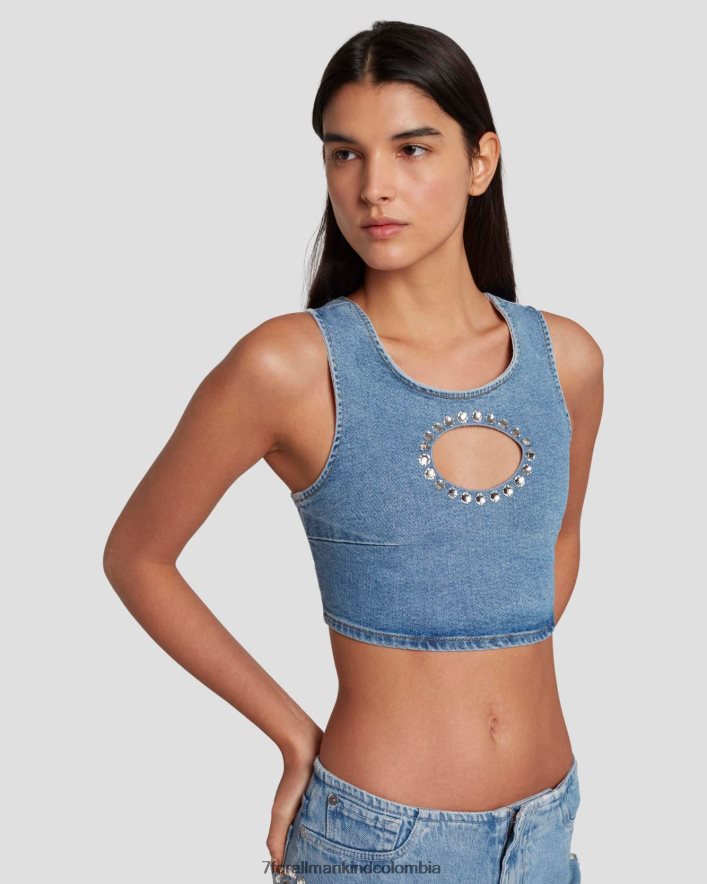 vestir 7 for All Mankind Top corto con estampado vibe de adr JBNRD47