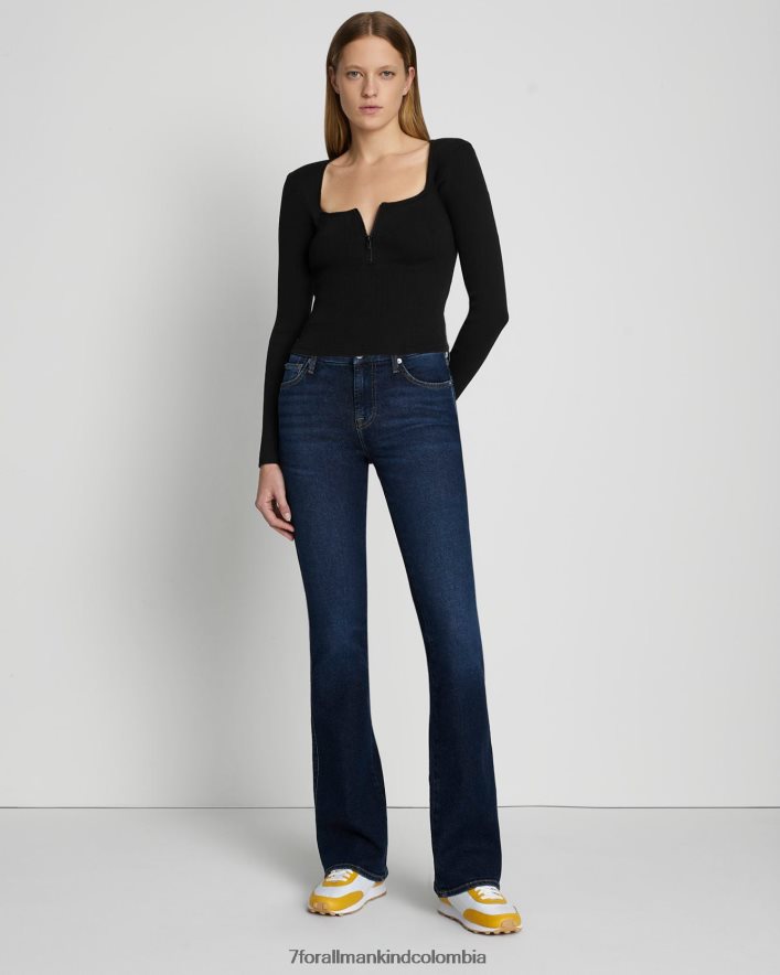 vestir 7 for All Mankind Top de canalé con cremallera de un cuarto en Noche sin Luna JBNRD391