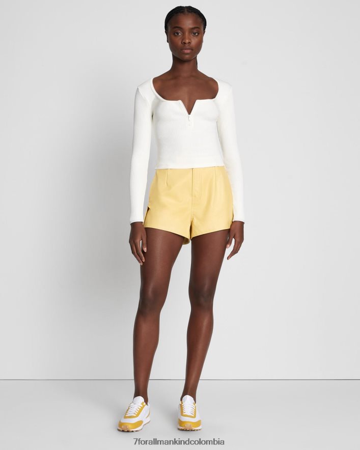 vestir 7 for All Mankind Top de canalé con cremallera de un cuarto en blanco antiguo JBNRD395