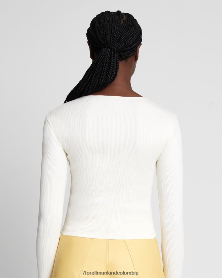vestir 7 for All Mankind Top de canalé con cremallera de un cuarto en blanco antiguo JBNRD395