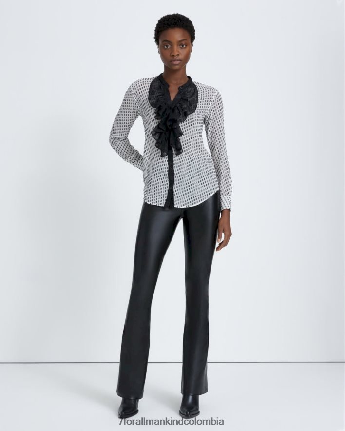 vestir 7 for All Mankind blusa de esmoquin de seda con lunares marfil JBNRD397