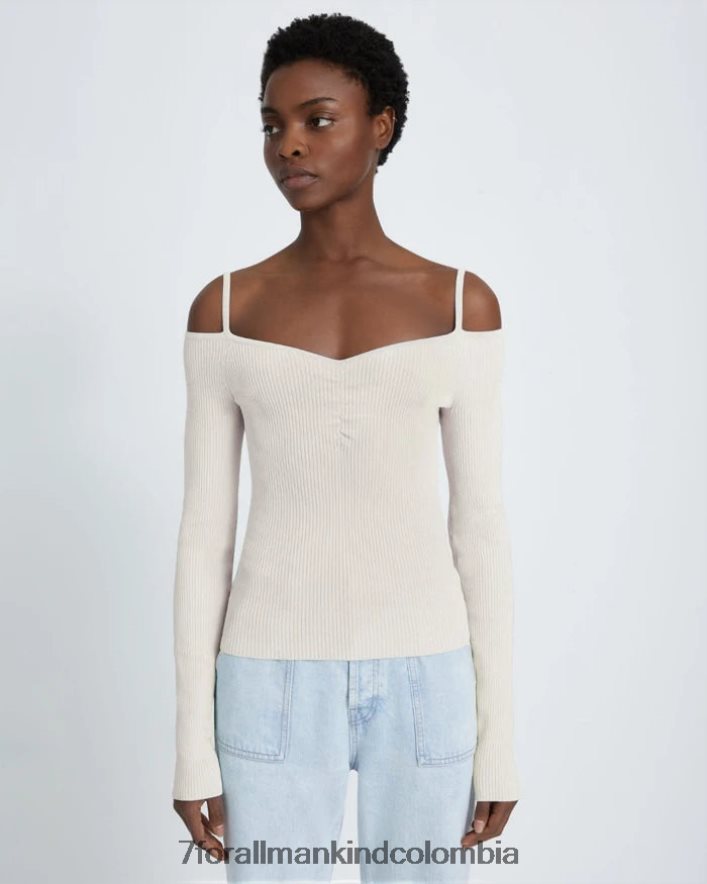 vestir 7 for All Mankind top con hombros descubiertos en color crema JBNRD399