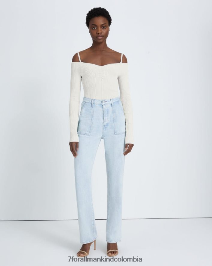 vestir 7 for All Mankind top con hombros descubiertos en color crema JBNRD399