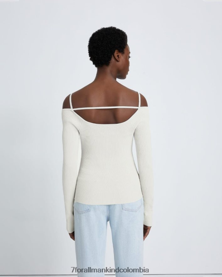vestir 7 for All Mankind top con hombros descubiertos en color crema JBNRD399