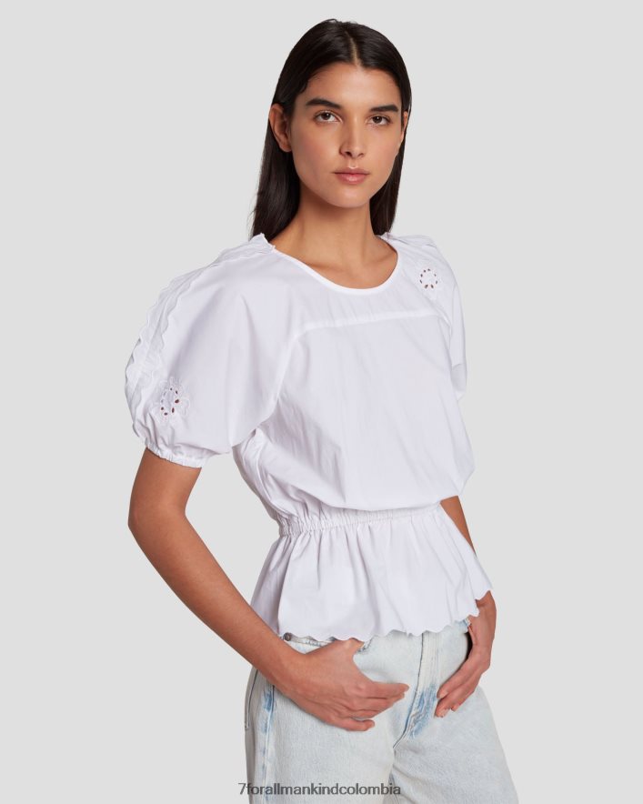 vestir 7 for All Mankind top con ojales en blanco brillante JBNRD338