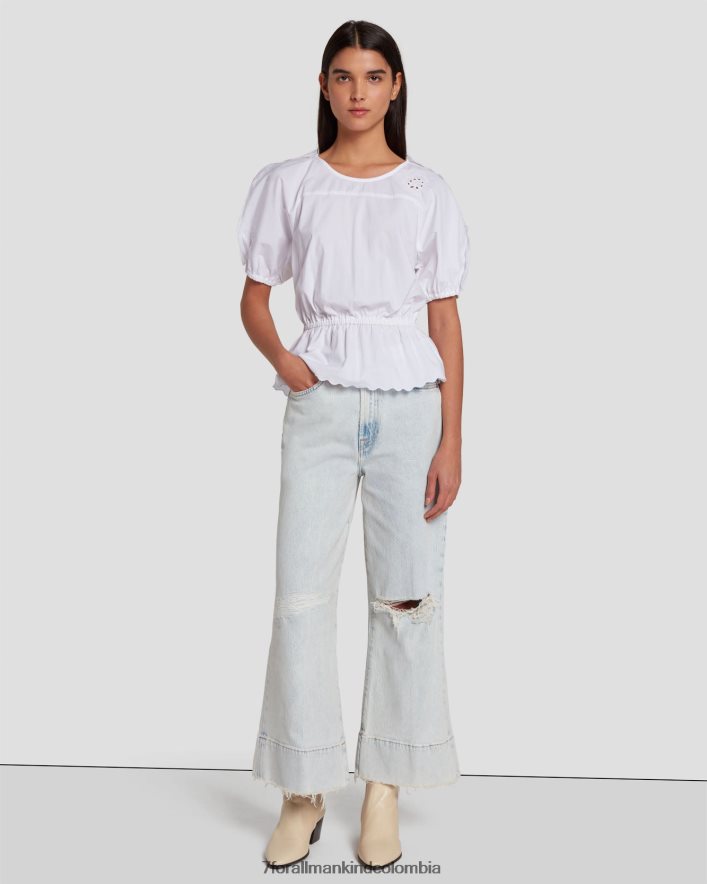 vestir 7 for All Mankind top con ojales en blanco brillante JBNRD338