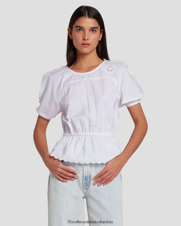 vestir 7 for All Mankind top con ojales en blanco brillante JBNRD338