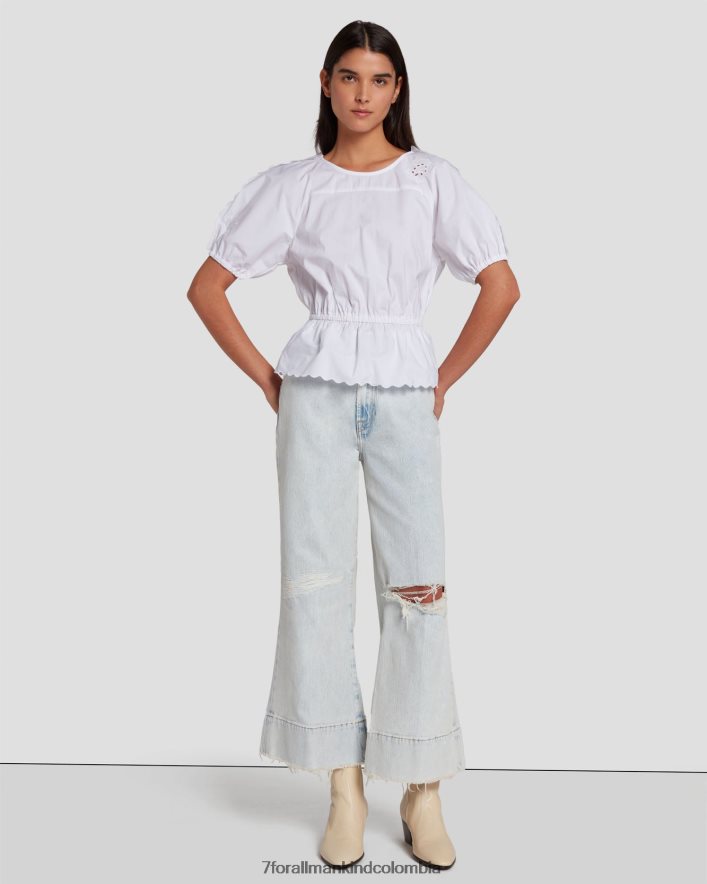 vestir 7 for All Mankind top con ojales en blanco brillante JBNRD338