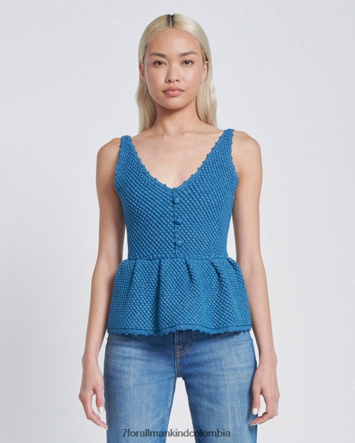 vestir 7 for All Mankind top con peplum de crochet en azul tinta JBNRD410