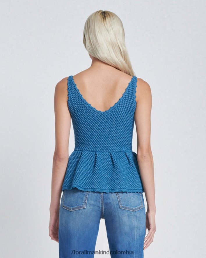 vestir 7 for All Mankind top con peplum de crochet en azul tinta JBNRD410