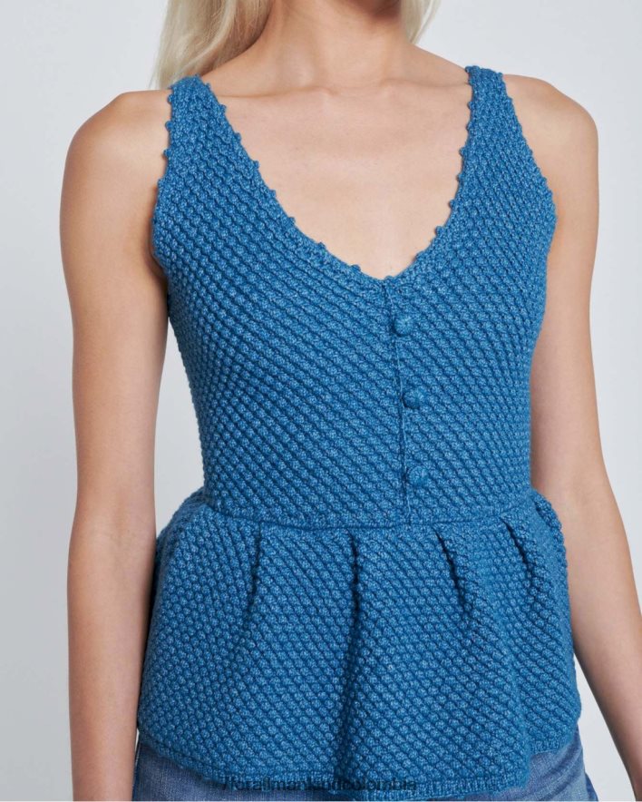 vestir 7 for All Mankind top con peplum de crochet en azul tinta JBNRD410