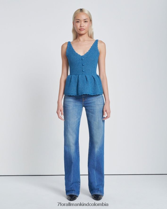 vestir 7 for All Mankind top con peplum de crochet en azul tinta JBNRD410