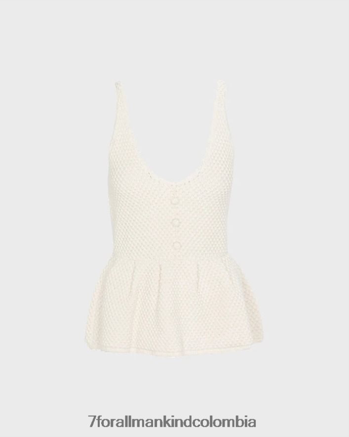 vestir 7 for All Mankind top con peplum de crochet en gardenia JBNRD408