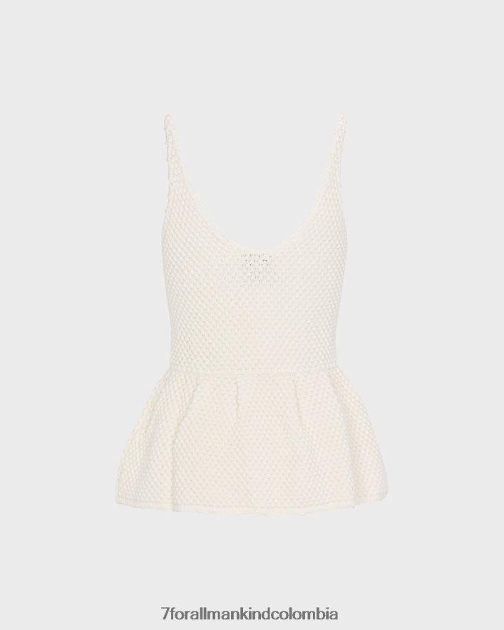 vestir 7 for All Mankind top con peplum de crochet en gardenia JBNRD408