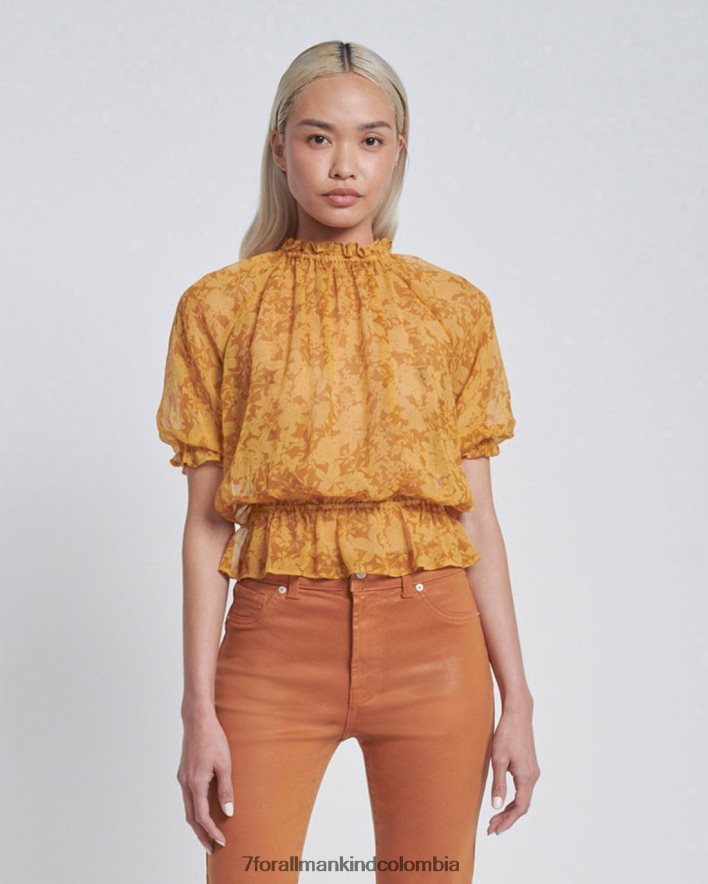 vestir 7 for All Mankind top de volumen suave en dorado atrevido JBNRD366