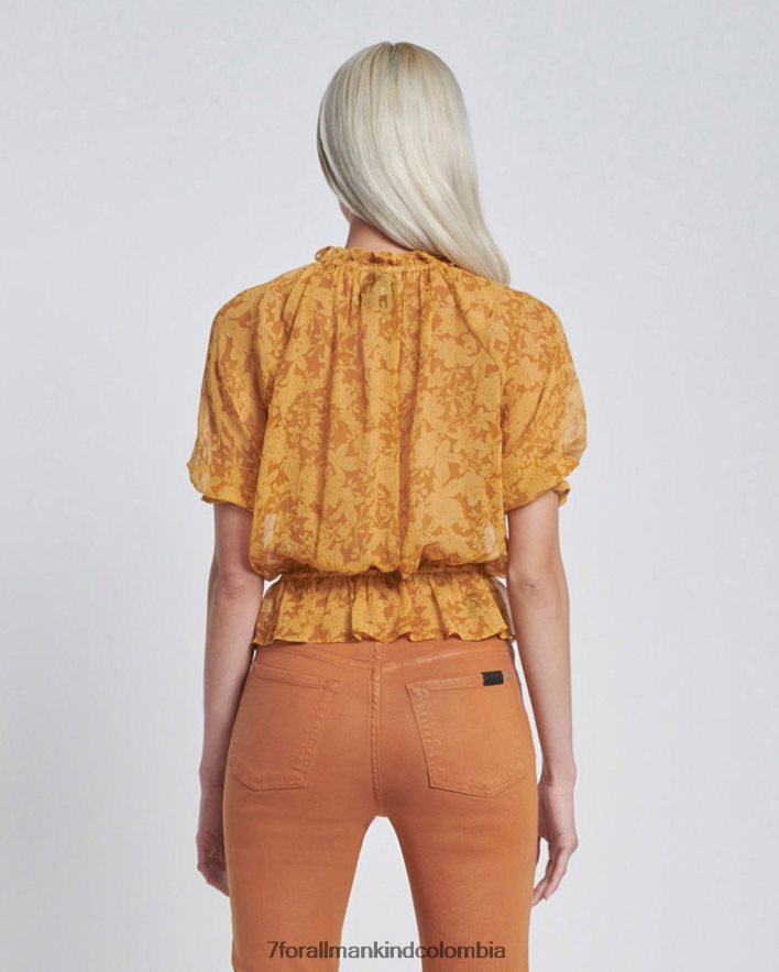 vestir 7 for All Mankind top de volumen suave en dorado atrevido JBNRD366