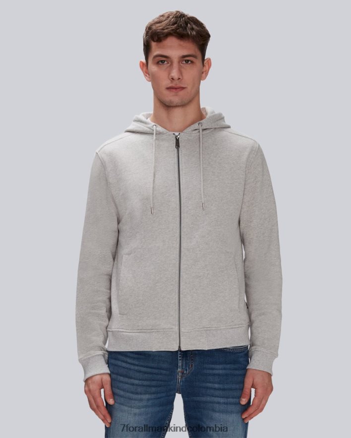 vestir 7 for All Mankind Sudadera con capucha y cremallera delantera Essential en gris melange JBNRD830
