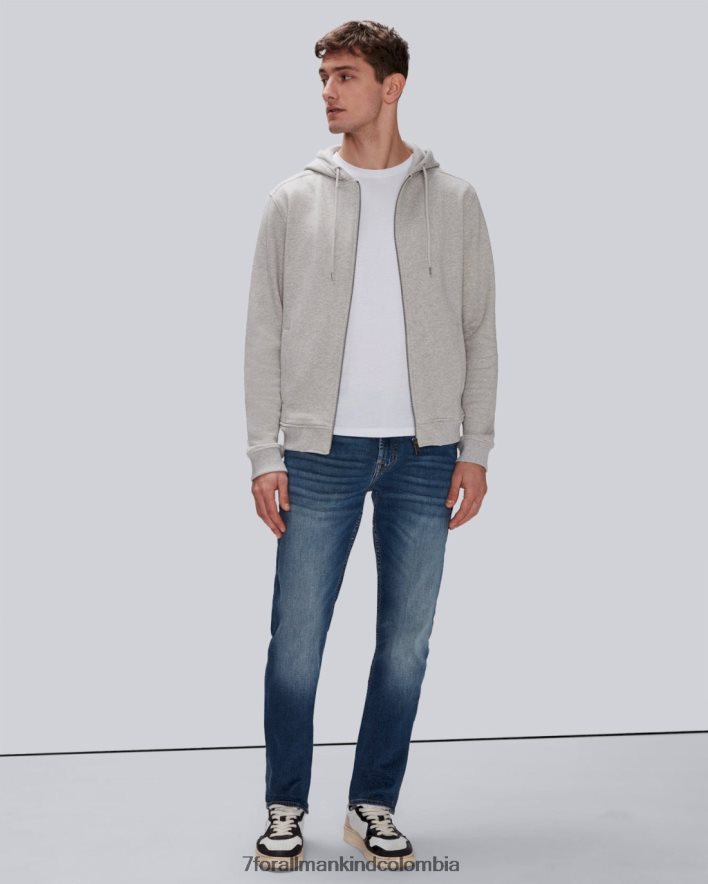 vestir 7 for All Mankind Sudadera con capucha y cremallera delantera Essential en gris melange JBNRD830